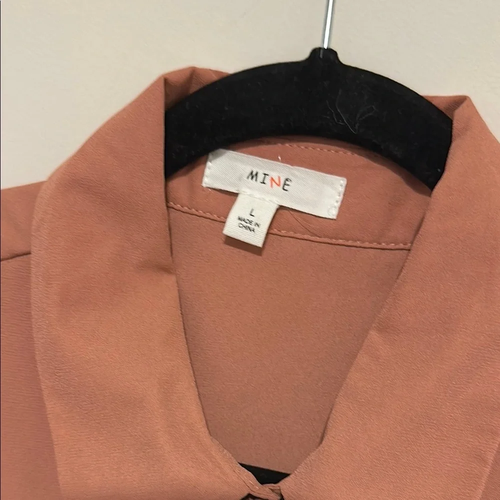 Mine size L  woman Orange Flutter Sleeve Blouse with Ruffled Tie Front - Picture 2 of 7